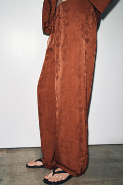 ZARA ЖАККАРДОВЫЕ БРЮКИ — ZW COLLECTION, МЕДНЫЙ