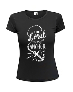 Футболка The Lord is my anchor женская приталенная черная