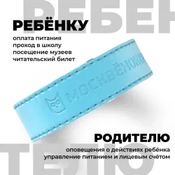 Кожаный браслет Москвёнок STYLE 2024 голубой (проход + питание)