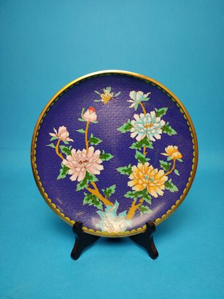 Декоративная эмалевая тарелка. Клуазоне