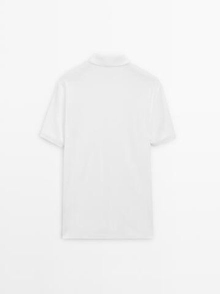 Massimo Dutti Поло с короткими рукавами и воротником, белый