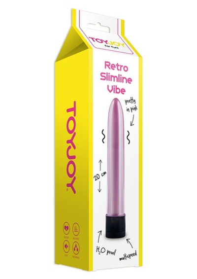 Розовый вибратор RETRO SLIMLINE - 20 см.