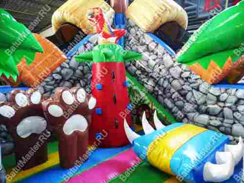 Надувной батут "В гостях у зебры" 7x7x6 м, с окошками на бортах