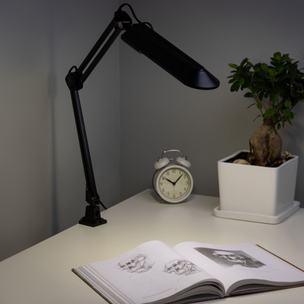 Настольный светильник ЭРА NL-201-G23-11W-BK с лампой PL на струбцине черный
