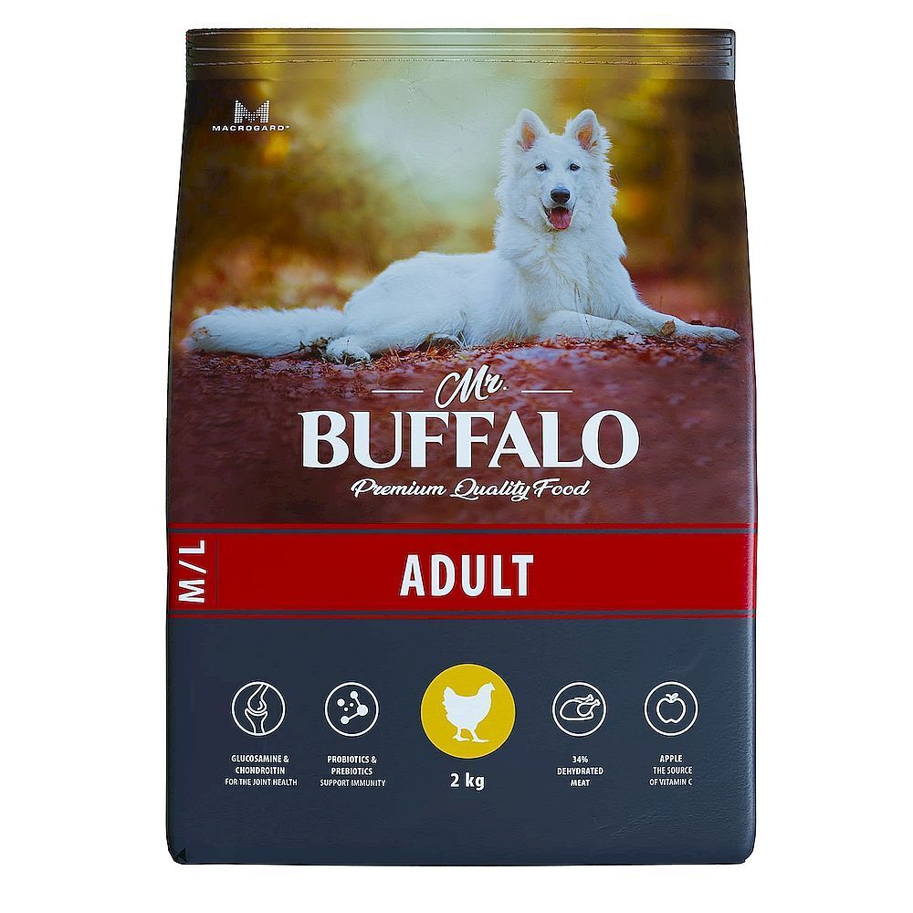 Mr.Buffalo ADULT M/L 2кг (курица) д/собак средних и крупных пород B129