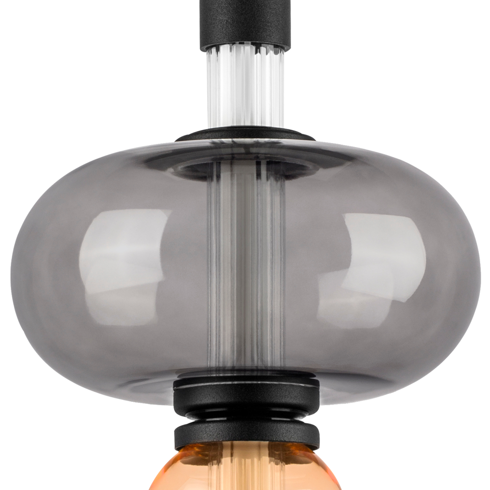 737527 Подвес EMISFERO 8W LED 250LM G ЧЕРНЫЙ/ПРОЗРАЧНЫЙ+ЯНТАРЬ 3000K
