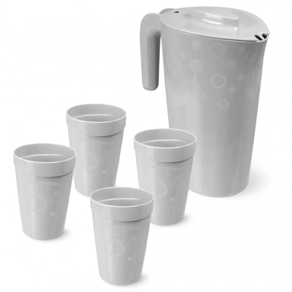 Набор питьевой 5 предметов «Люмици»: кувшин 1,8л; 4 стакана 0,3л светло-серый С576СЕР