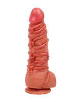 Телесный фаллоимитатор с имитацией шибари - 25 см. (Цвет: телесный)