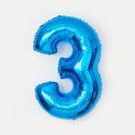 шар Цифра "3", Синий 102 см