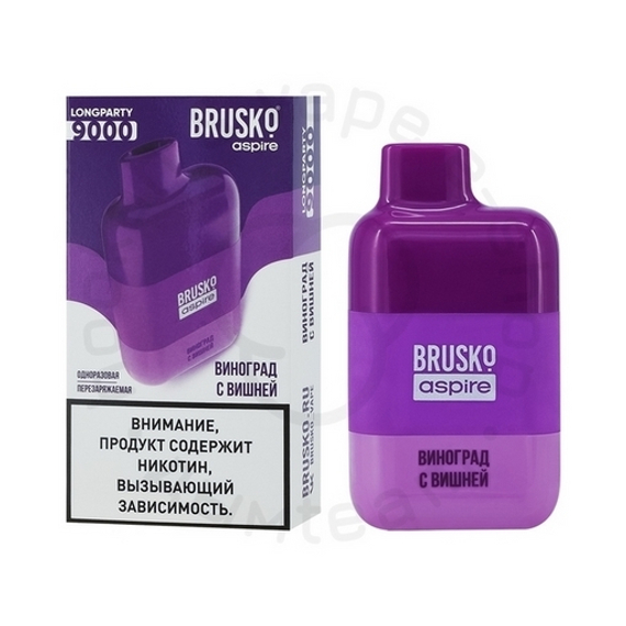Одноразовая ЭС BRUSKO LONGPARTY 9000 с ароматом Винограда с вишней, 20мг/см3, 9 мл. (М)