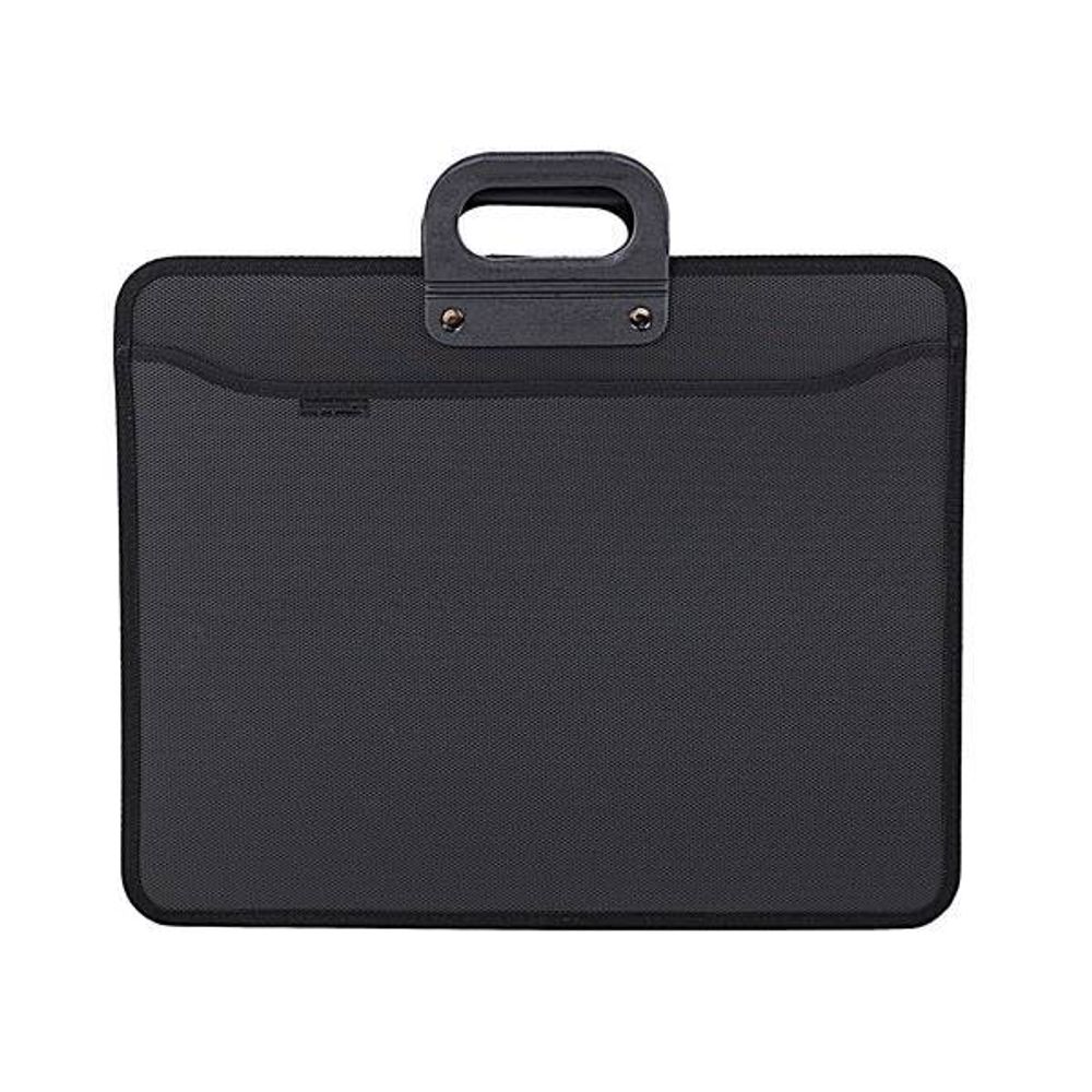 Портфель inФОРМАТ А3 черный пластик 900 мкм 2 ручки 4 отд. на молнии