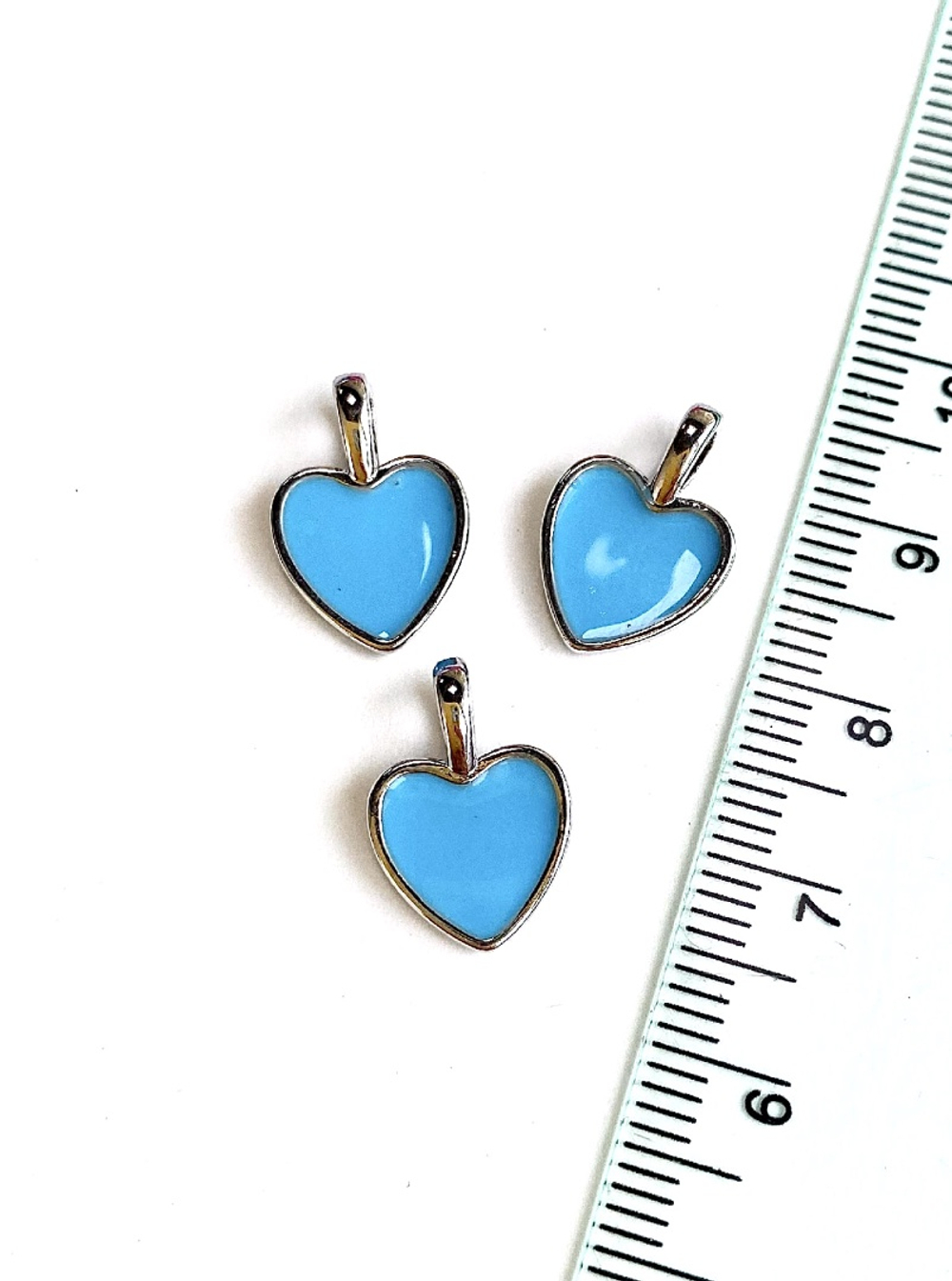 пд123-гр Подвеска с эмалью «Сердце», 15*10, голубой, родий