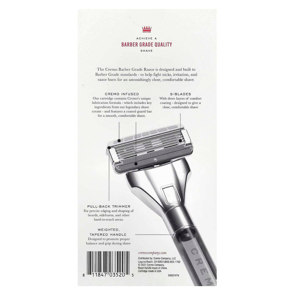 Cremo, бритвенный станок, 1 бритвенный станок и 2 кассеты
