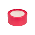 Коробка круглая с окном красная (матовая), 16*7см