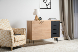 Комод Брюс 16.233, Battle rock FSC Santiago,Черный, Кварц Блэк