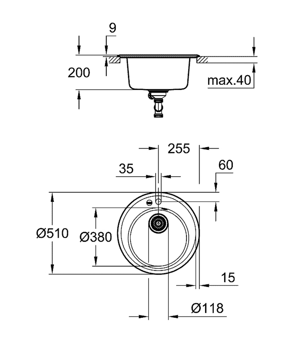 Кухонная мойка Grohe K200 51 31656AP0 Черный гранит