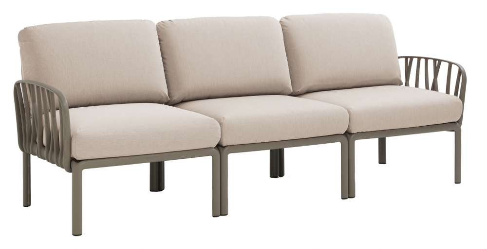 Диван пластиковый с подушками Nardi Komodo 3, тортора, холст