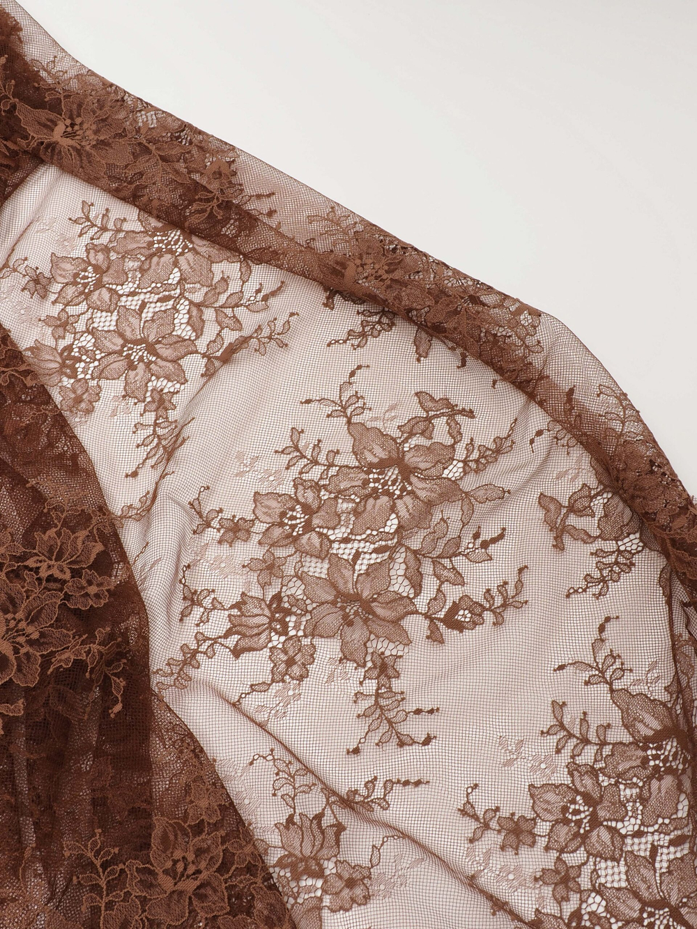 Кружевное полотно молочный шоколад неэластичное 145 см