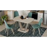 Стол кухонный обеденный раздвижной Серый Софт/Стекло Матовое Серое, Дели Тип 2, 120х80х77 см