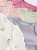 Боди с длинным рукавом для малышей Next N95-305, 5 шт., Белый, Розовый, Салатовый