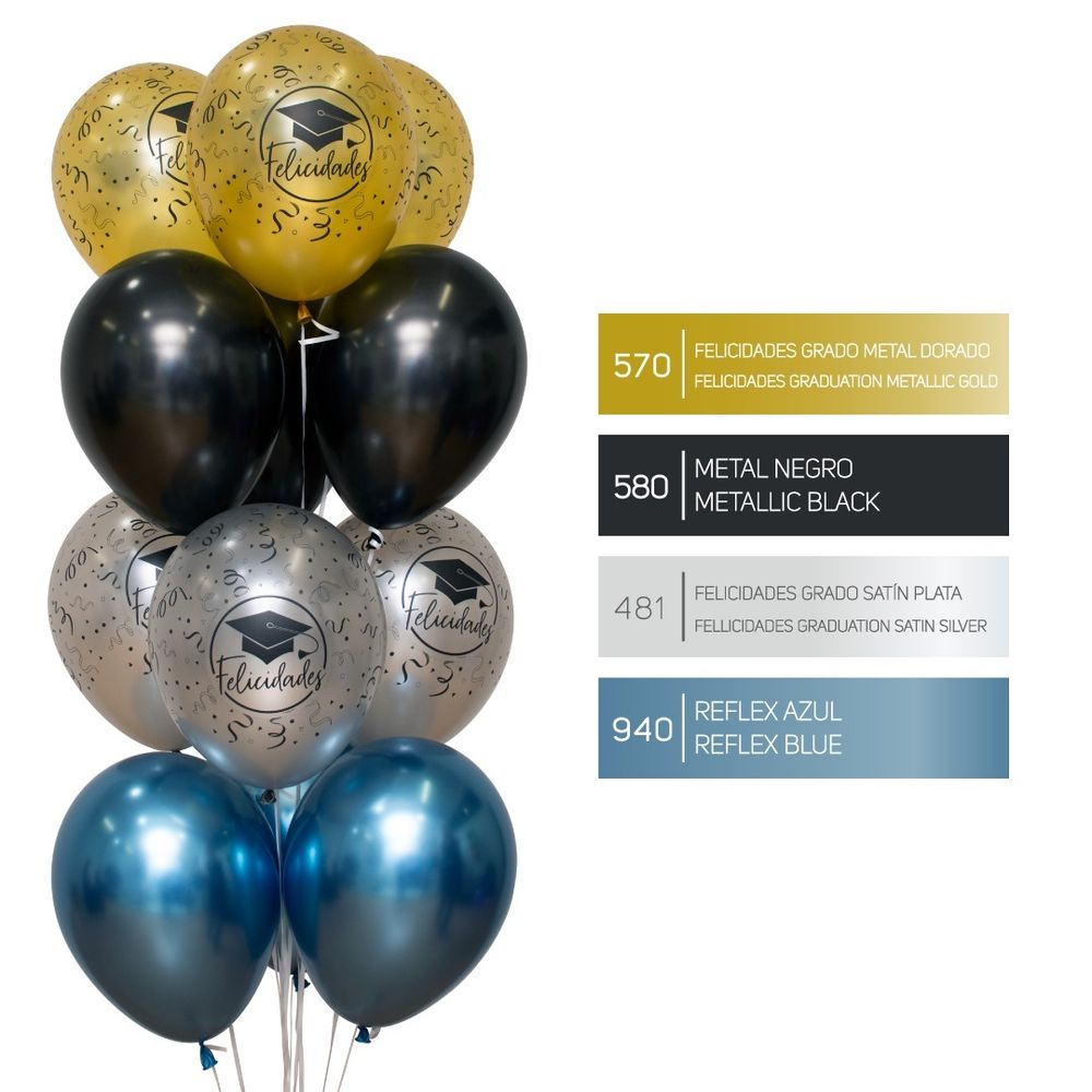 Шар (12"/30 см) Reflex, Зеркальный блеск, Синий (940), хром 50 шт.