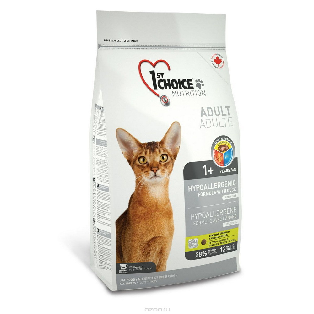 1st Choice корм для кошек с чувствительным пищеварением с уткой (Hypoallergenic)