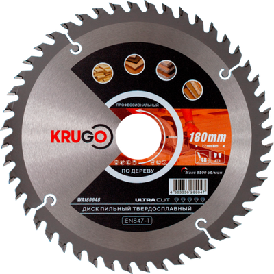 Пильный диск KRUGO 180x2,2/1,4x48Tx30mm, WA180048