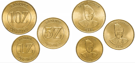 Заир 1987-1988 Набор 3 монеты UNC