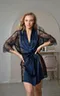 7212 халат темно-синий с черным кружевом
