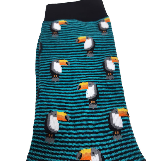 Носки Туканы, р-р 40-46 (черный, бирюзовые полосы)