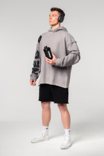 Кофта WASHED-OFF OVERSIZED PULLOVER HOODIE NO BS 371 Светло-Серая