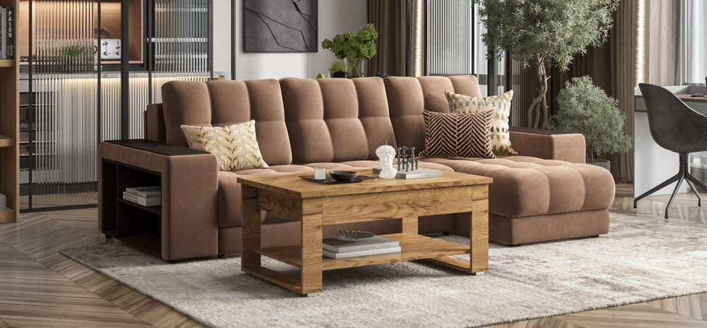 Угловой диван Босс ХЛ Велюр Монолит мокко