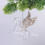Подвеска «Сказочный единорог» 13*13 см, Белый/Золотой блеск