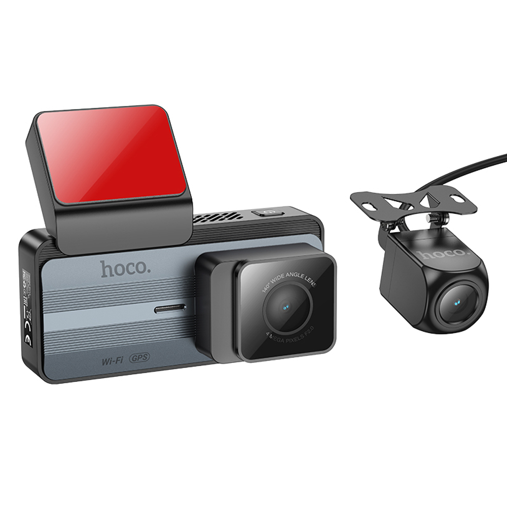 Автомобильный видеорегистратор HOCO DV12 WiFi с дисплеем 2K и GPS и задней камерой (черный)