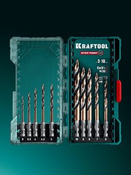KRAFTOOL STEP POINT, 10 шт, набор сверл по металлу для винтовёртов и шуруповертов IMPACT READY (29653-H10)