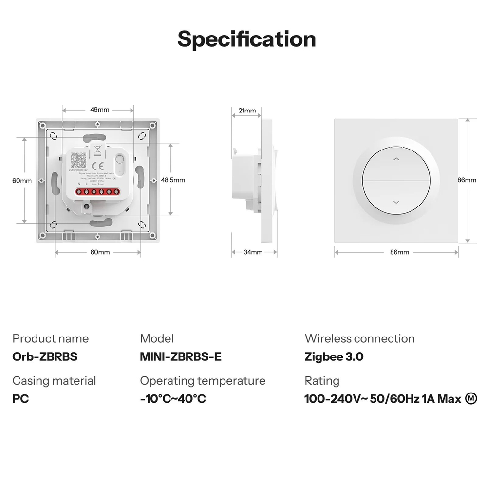 ZigBee Выключатель для штор SONOFF MINI-ZBRBS-E