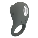 Серое эрекционное виброкольцо со стимуляцией клитора