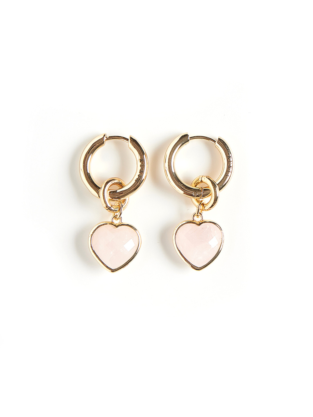 Серьги "Whale Amour" gold розовый кварц