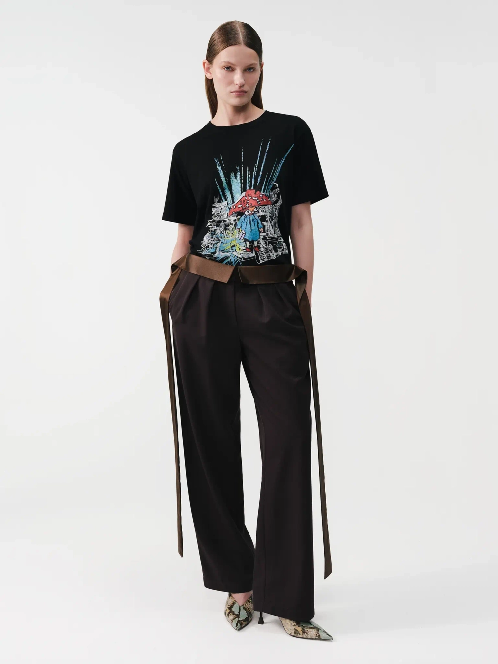 Брюки с декоративной лентой OLA OLA