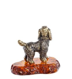 Народные промыслы AM-1311 Фигурка «Пудель» (латунь, янтарь)