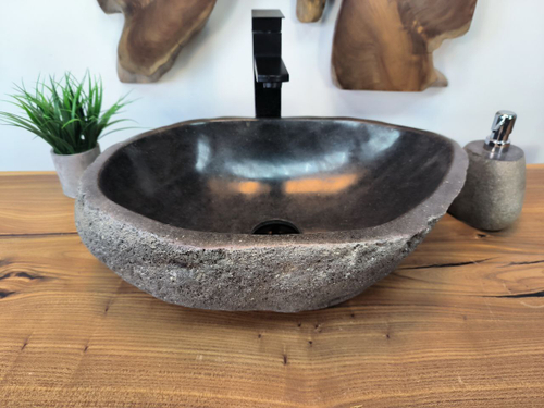 Раковина из речного камня RS-65774 48х35х14 из натурального камня