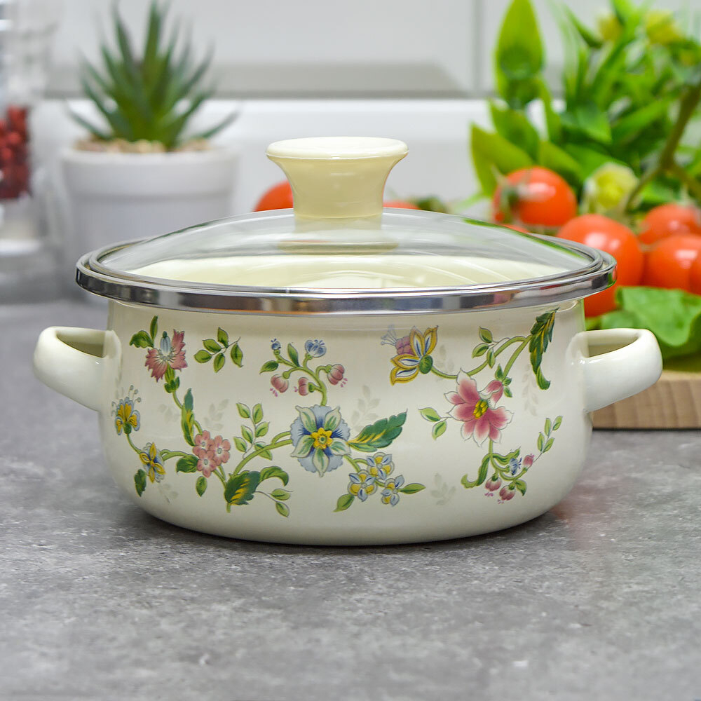 Набор кастрюль 3 предмета (0,5л, 0,8л, 1,2л) эмаль "Provence", индукция, Z-80634