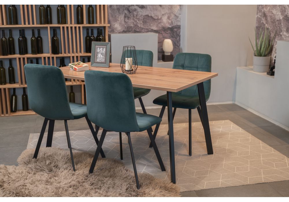 Стол Тринити Лофт 120х80х75 25 мм дуб делано темный / черный матовый