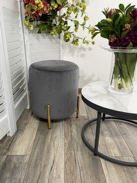 Пуф для гостиной М-City DISAUR Райс (Rice) Bluvel-14 Серый, Золотой