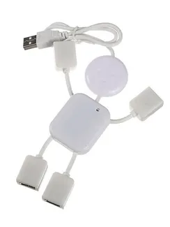 USB-разветвитель (HUB) LuazON SSV-011, 4 порта, USB 2.0, кабель 0.4 м, белый