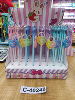 Ручка гелевая "Сердце" 0,5мм, с брелком, 4 цвета микс, С-40248