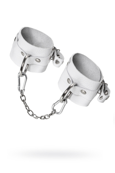 Наручники мягкие BDSM с люверсами натуральная кожа белые