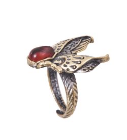 AM-4137 Кольцо «Мотылек Лунный» (латунь, янтарь)