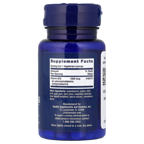 Life Extension, B12 Elite, 60 вегетарианских пастилок (1000 мкг в 1 пастилке)