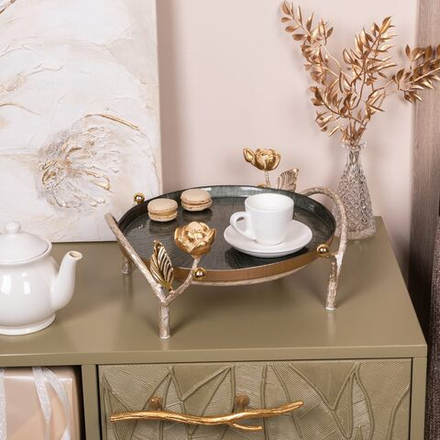 Фруктовница-конфетница Нимфея (поднос) Айвори Зеленый